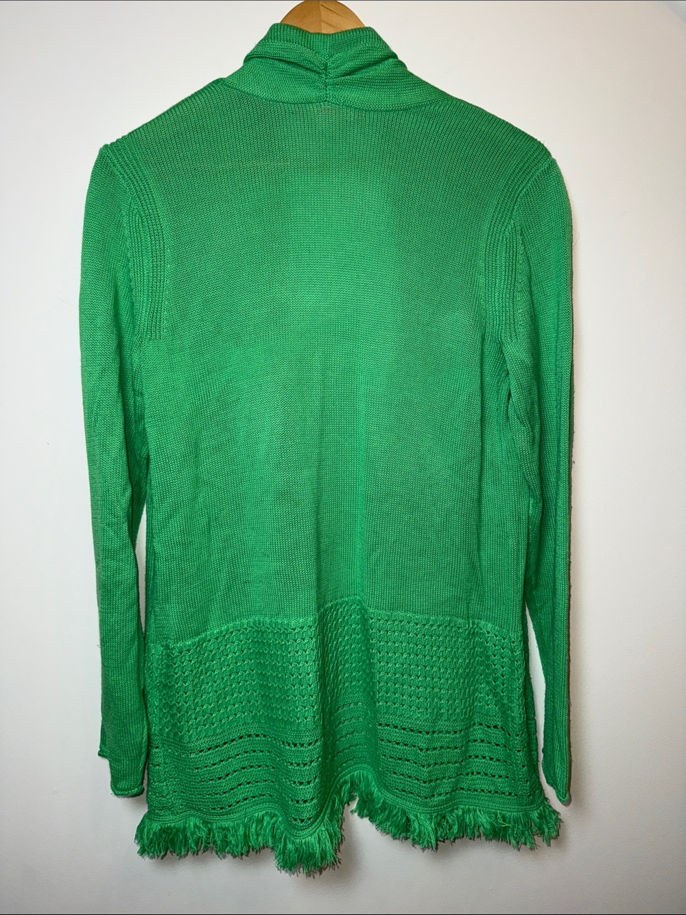 Lilly Pulitzer Noble Fringe Cabana Green Open Front Cardigan - Picture 3 of 11